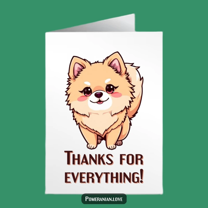 Free Printable Thank You Card: Alert Pomeranian, Funny Downloadable Watchful Gift