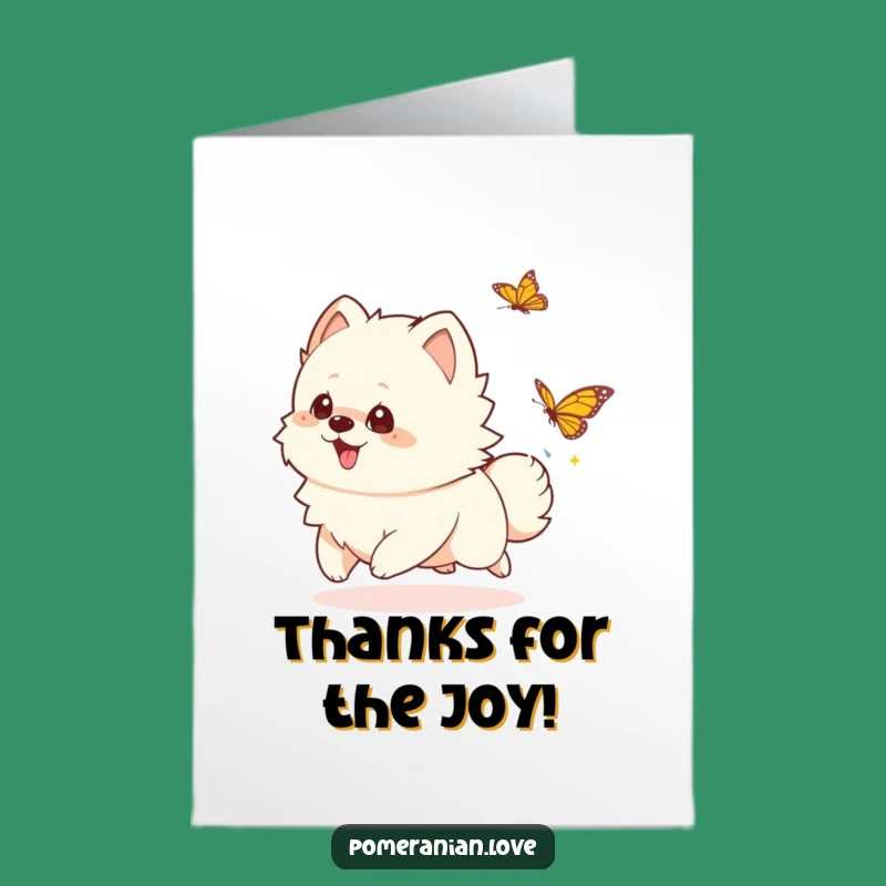 Free Printable Thank You Card: Playful Pomeranian, Funny Downloadable Appreciation Gift