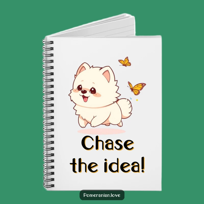 Funny Playful Pomeranian Notebook - Journal with Butterfly Chase Fun