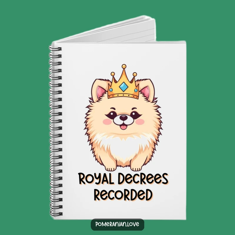 Funny Pomeranian Crown Notebook: Regal Pup's Royal Thoughts, Lined Journal