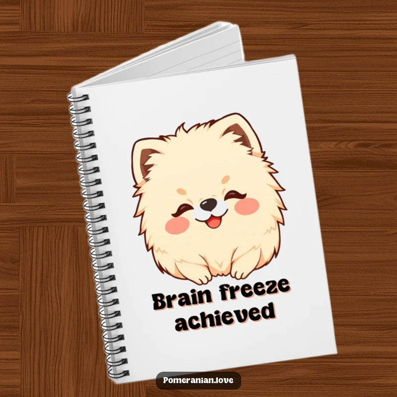 Funny Pomeranian notebook cover with a delightful illustration of a dog receiving a loving head scratch.