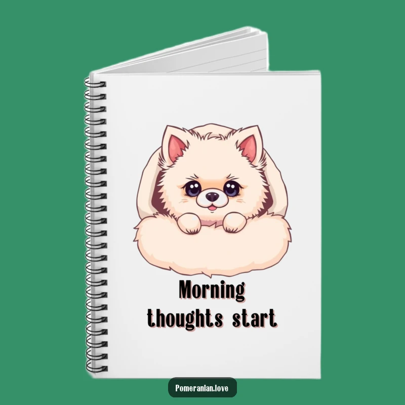 Funny Pomeranian Bed Notebook: Curious Pup's Thoughts, Lined Journal