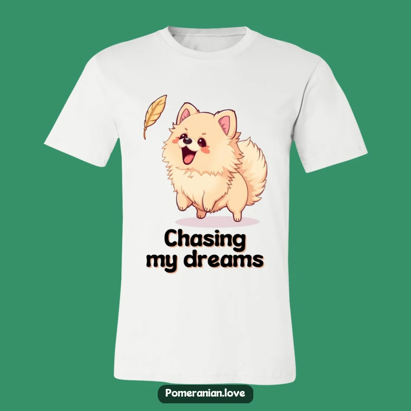 Funny Energetic Pomeranian Feather T-Shirt - Playful Pup Tee
