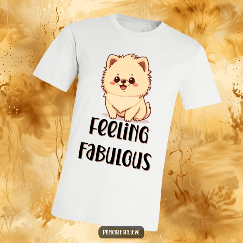 Funny happy Pomeranian t-shirt, fluffy mane, cheerful face, smiling dog, perfect funny gift.