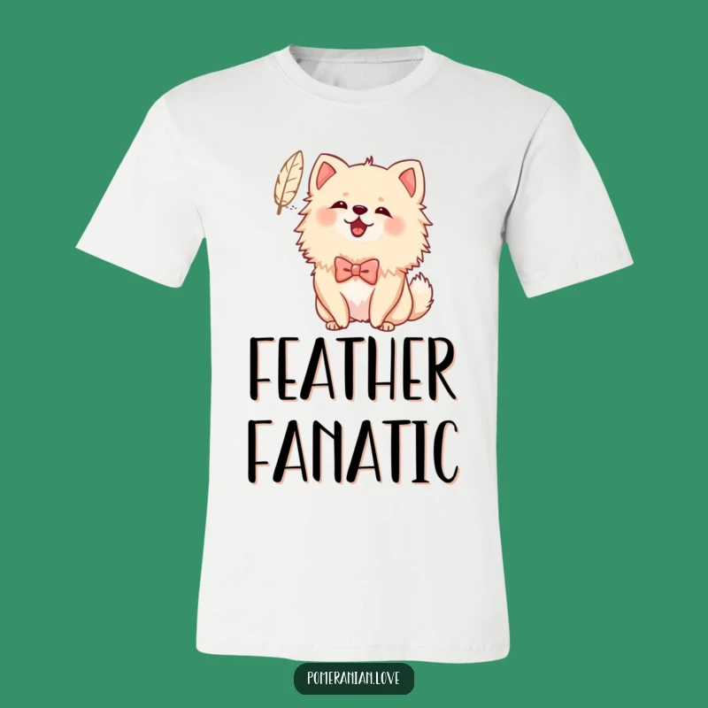 Funny Bowed Pomeranian T-Shirt: Cheerful Feather Barking Tee for Playful Fun
