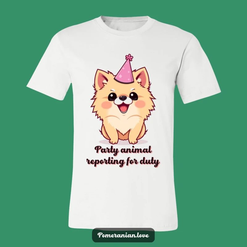 Funny Pomeranian Party Hat T-Shirt: Hilarious Dog Breed Apparel Gift!