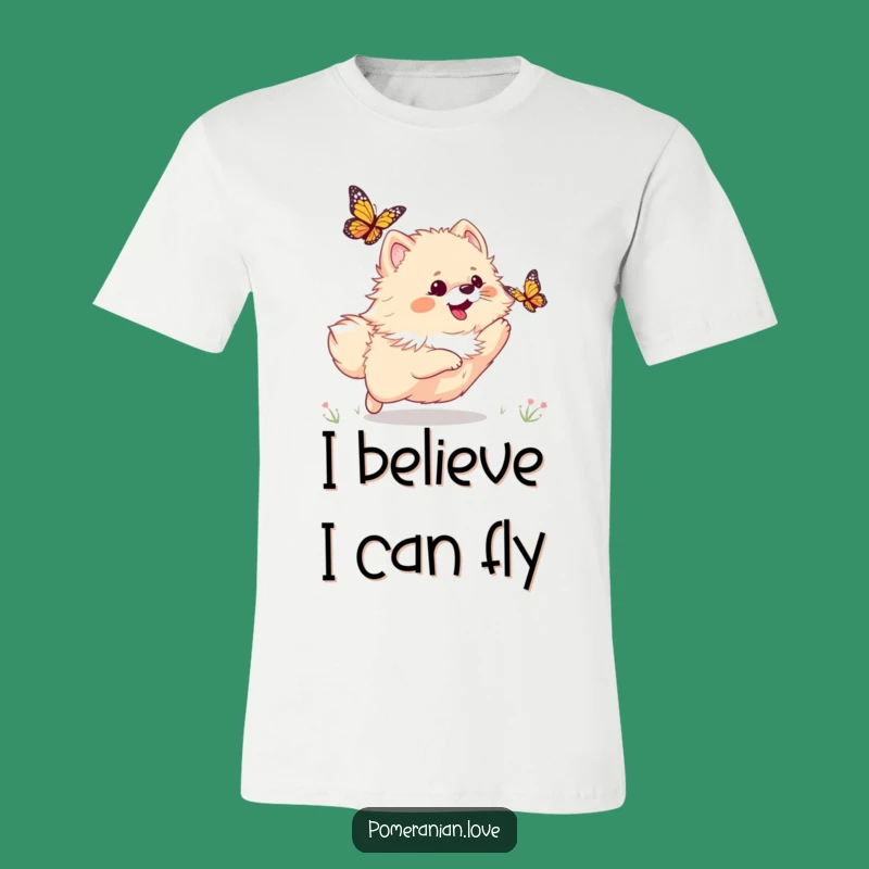 Funny Pomeranian Butterfly T-Shirt: Wear Your Playful Pup's Hilarious Adventure!