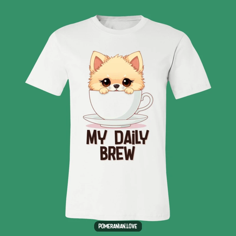 Funny Curious Pomeranian Teacup T-Shirt - Adorable Pup Tee