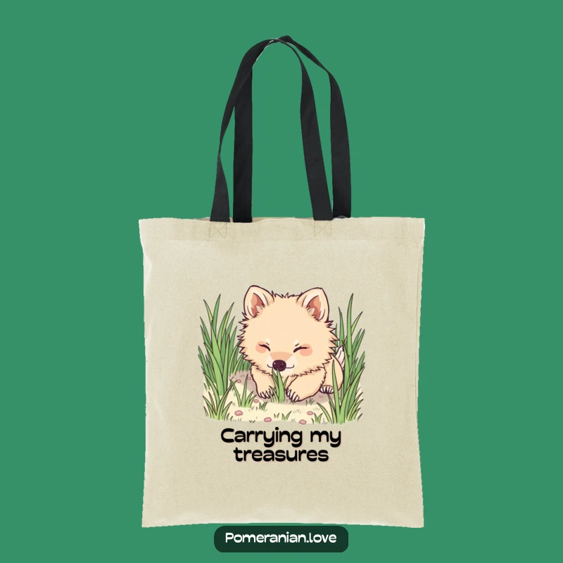 Funny Pomeranian Digging Tote Bag: Eco-Friendly and Hilarious Dog Accessory