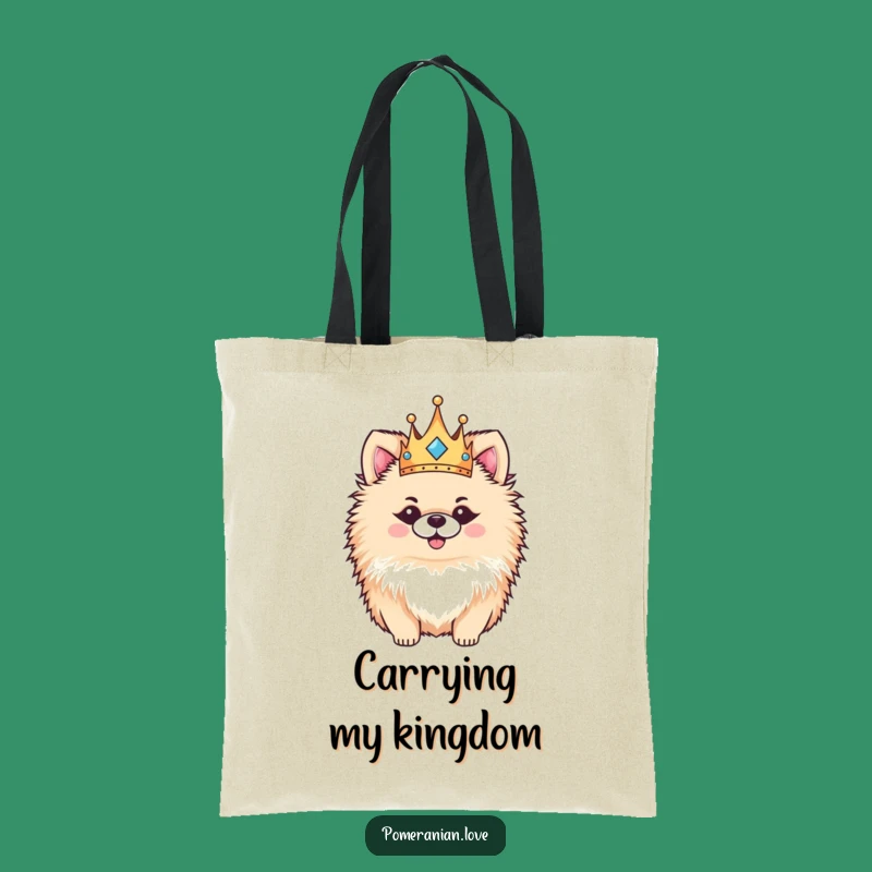 Funny Pomeranian Crown Tote Bag: Regal Pup Accessory, Humorous Dog Lover Gift