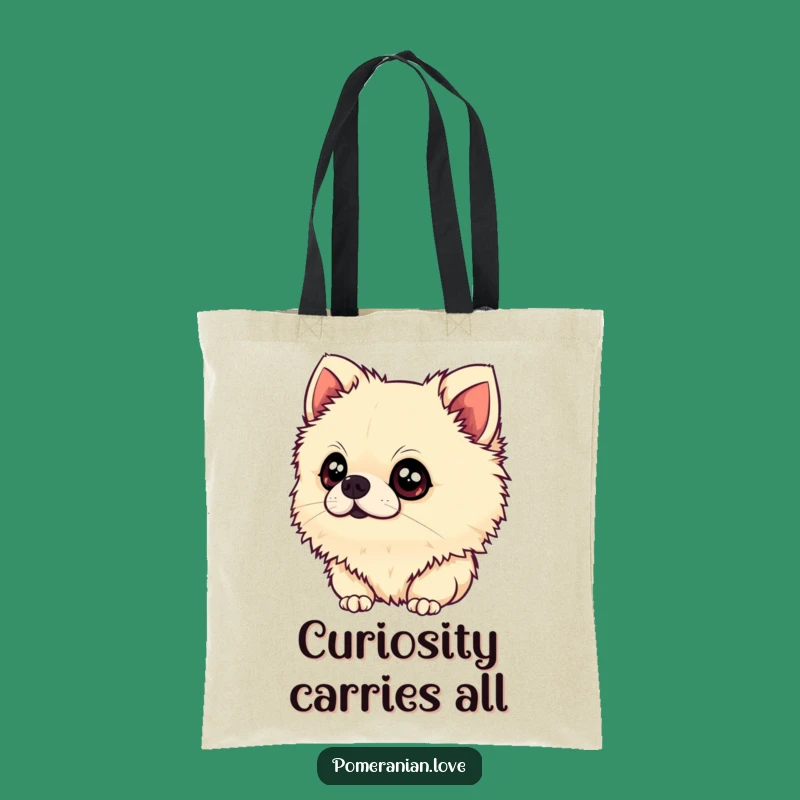 Funny Pomeranian Tote Bag - Curious Head Tilt Carry-All, Adorable Pet Gift