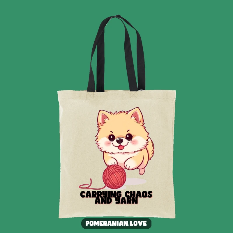 Funny Pomeranian Yarn Ball Tote Bag - Stylish & Hilarious Dog Accessory